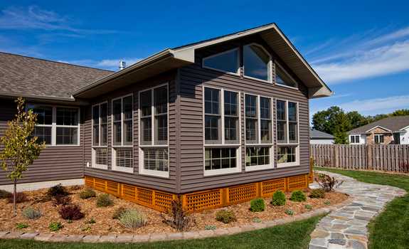 Exterior shot of a brand new sun room addition.